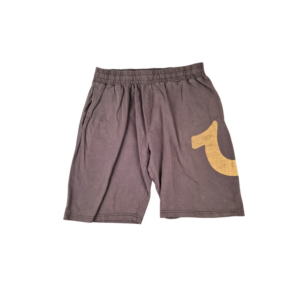 True Religion Mens Loungewear Shorts Green Gray Gold Horseshoe Logo Size Large